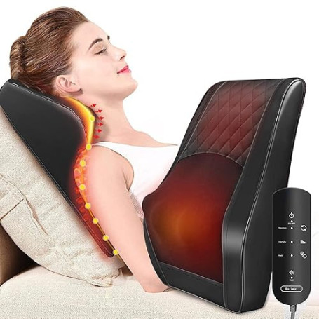 OMASSA Masseur Cervical avec Coussin Chauffant, Massage Dos et Cou, Soulage Douleurs Musculaires Cou, Épaules, Dos, Jambes et Pi