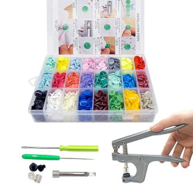 SUNTATOP T5 Boutons-Pression en Plastique de 24 Couleurs avec Outils Pince en Métal