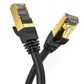 Veetop Câble Ethernet 1m Cat 8, RJ45 2m 3m 5m 10m 20m 30m 50m Cable Réseau, Cat8 40Gbps 2000MHz Gigabit S/FTP Câble Internet Lan