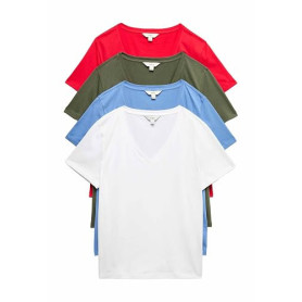 Marks & Spencer Lot de 4 t-Shirts Pur Coton à col en V