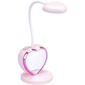 JT2D-Lampe de bureau LED rechargeable pour filles avec port de charge USB et porte-stylo, intensité variable, rose
