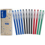 PILOT - 12 Stylos FriXion Ball Stick - Encre Gel Effaçable - 4 Bleus, 4 Noirs, 2 Rouges, 2 Verts - Le FriXion Économique à Point