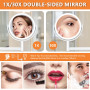 Auxmir Miroir Grossissant 30X/1X avec Affichage Batterie, Bouton Tactile Double Face, 3 Modes Lumière, Installation Murale sans 