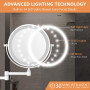Auxmir Miroir Grossissant Mural 1X/30X, Batterie 3200mAh, 3 Modes Couleur, Bouton Tactile 2 Faces, Miroir Grossissant Lumineux 3
