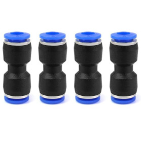 QWORK Connecteur Pneumatique fixations, Raccord de Tube de Ligne d'Air en Plastique, Raccords Rapides de Tube, 6mm, 4pcs