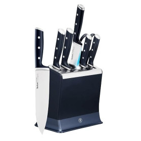 Tefal EverSharp, Set de couteaux 6pièces, Bloc de couteaux avec affuteurs intégrés, 5couteaux, Ciseaux, Tranchant durable, K297S