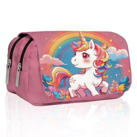 Lvjkes Trousse Licornes, Trousse à Crayons avec 3 Couches Grande capacité, Plumier à Rabat avec Fermeture éclair pour Enfants, G
