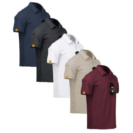 ZITY Pack de 5 Polos Hommes Manches Courtes Séchage Rapide Respirant T-Shirt Hommes Polo d'été Sport Shirt Regular Fit Polo de G