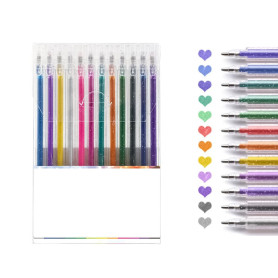 Lot de 12 Stylo Gel Paillette, Feutres de Coloriage Glitter, Stylos à Encre Gel Pailletée, 12 Couleurs Stylos à Bille à Encre Ge