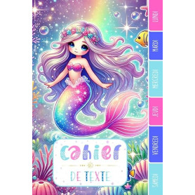 CAHIER DE TEXTE: Sirène fantastique écaille océan nature magique zen or aquarelle pour écoliers fille garçon en primaire cp ce1