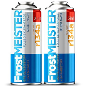 FrostMEISTER Kit de recharge 3 en 1 pour climatiseur de voiture, 2 x 400 ml, système de réfrigérant/huile/scellant rapide et fac