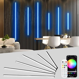 Lichaser Bandes LED RVB pour Panneaux Acoustiques, 6 Ruban Led Cuisine | WiFi LED Noires Compatibles Alexa, Encastré Bande LED A