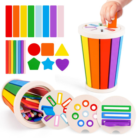 FCSONU Enfants Montessori Jouet à partir de 1 2 3 ans Garçons Filles Jeu de Tri de Forme de Couleur Jouets Enfants à partir de 1