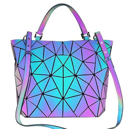 BestoU Sac a Main Femmes Géométrique Shard Lattice Design PU Cuir Sac Bandoulière Noir (Type 2)