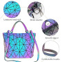 BestoU Sac a Main Femmes Géométrique Shard Lattice Design PU Cuir Sac Bandoulière Noir (Type 2)