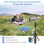 Gbformat Magnétique Perche à Selfie & Trepied Smartphone avec Télécommande Amovible et Anneau Magnétique, Support de Téléphone E