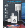 SUDEERY Cube de prise 6 en 1 avec USB C, 3 prises, prise plate avec interrupteur individuel, multiprise cube avec câble de 2 m,