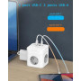 SUDEERY Cube de prise 6 en 1 avec USB C, 3 prises, prise plate avec interrupteur individuel, multiprise cube avec câble de 2 m,