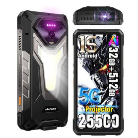 Ulefone Armor 34 Pro Plus 5G Téléphone Portable Incassable avec Projecteur,MTK 7400X 32Go+512Go/2TB,25500mAh Android 15 Smartpho