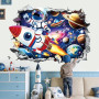 decalmile Stickers Muraux 3D Astronaute Fusée Autocollant Mural Espace Planète Étoiles Solaire Système Décoration Murale Chambre