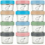 Budding Bear Pot en Verre Bebe 120 ml (Lot de 12) - Pot de Conservation Bebe avec Couvercle Hermétique Adapté au Lave-vaisselle,