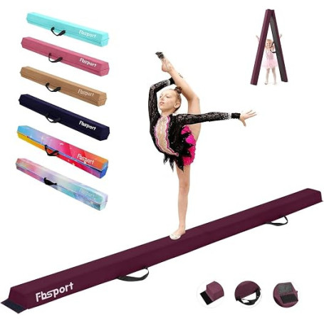 FBSPORT Poutre Gymnastique Enfant 240/270/300 cm Poutre Gym Poutre d'équilibre au Sol, Poutre de Gymnastique Pliable pour entraî