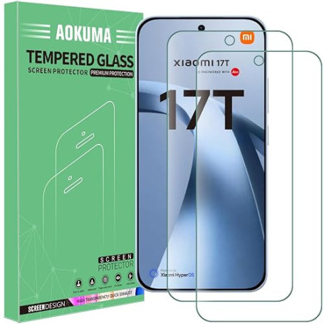 AOKUMA Verre Trempé pour Xiaomi 17T 5G, [Lot de 2] Film Protection écran Xiaomi 17T/Mi 17T/Xiaomi 17 T [0.26mm] [Extrêmement rés