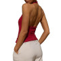 Tankaneo Débardeur sexy pour femme - Col rond - Dos nu - Crop top d'été froncé - Coupe ajustée | Col rond, Dos nu, froncé