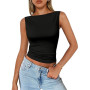 DUOEASE Debardeur Femme Basique Slim Fit Crop Top Femme sans Manches Décontracté Haut Femme Chic Et Elegant Sexy Ete Top