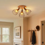 LVWIT Plafonnier 3 Spots LED E14, Luminaires Intérieur Noir, Plafonnier Bois avec Base Round, Applique Murale Chambre, Lustre Sa