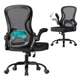 SONGMICS Chaise de Bureau Ergonomique Pivotante, en Maille, Fauteuil de Bureau, Soutien Lombaire, Fonction Basculante, Accoudoir