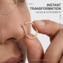 BDEPSTR Lot de 8 Faux Piercings Nez en Forme de D - Anneaux de Nez Sans Perçage en Acier Inoxydable Doré - Tailles Mixtes 8mm et