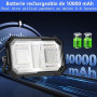 MASMEJOR Projecteur LED Rechargeable, 10000mAh, 8000LM, Base Magnétique | 80W, 206 LEDs, 5 Modes d'éclairage, Sortie USB, IP53,