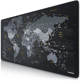 TITANWOLF - Tapis de Souris Gaming Global 900x400mm - sous-Main Bureau planisphère Gamer Extra Large XXL en Tissu, Base antidéra