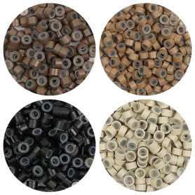 AYBUY 200 Pièces d'anneaux Micro Liens Perles en Silicone 2.5 x 3.0 x 5.0 mm, Micro Anneaux Pour Extension Cheveux, pour Coller