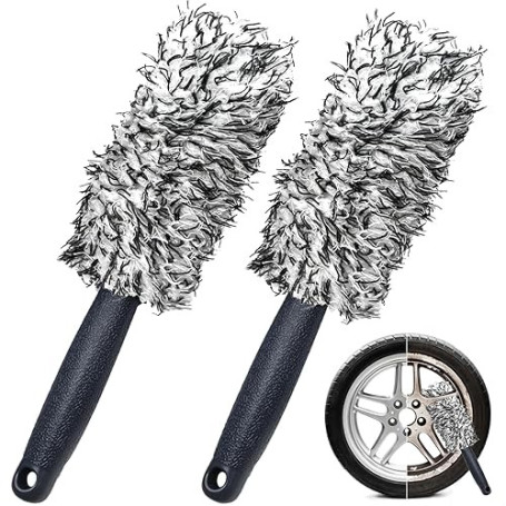 2 pièces de brosse de nettoyage pour jantes en aluminium, brosse nettoyante pour jantes, brosse de jantes en microfibre, brosse
