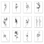 12 Feuilles Tatouages Temporaires Papillon et Fleurs, Imperméables, Noir, Faux Tatouages Semi-Permanents pour Femmes et Filles,