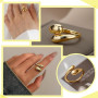 Dryxog Bague Femme Reglable Bague Acier Inoxydable Femme Ring Larme Bagues Goutte d'Eau Chunky Hypoallergéniques Empilables Pouc
