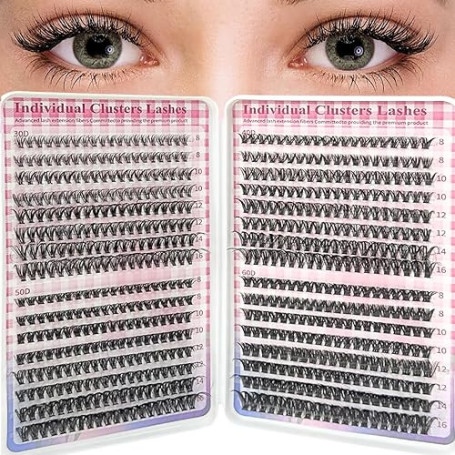 LUFFLOK 640pcs Kit Extension Cils Individuels 30D+40D+50D+60D Faux Cils | Faux Cils Bouquet Volume Russian D Curl DIY Extensions