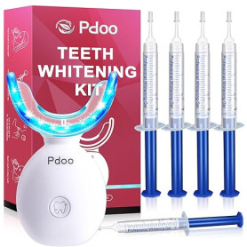 Kit Blanchiment Dentaire Professionnel avec LED - 5 Gels PAP+ 3ml Chacun, Élimine les Taches de Café, Thé, Vin - Sans Sensibilit