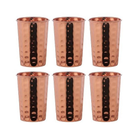 AncientImpex Lot de 6 verres martelés en cuivre pur | Capacité de 350 ml
