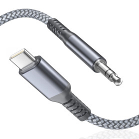 BASESAILOR pour iPhone 17 16 Câble Auxiliaire USB C 1.2M,Type C vers 3.5mm | Câble Adaptateur Audio Aux Stéréo Jack pour Voiture