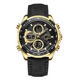 Naviforce Montres numériques Militaires pour Hommes Montre étanche à Quartz analogique Sport Montre-Bracelet en Cuir multifoncti