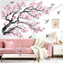 wondever Stickers Muraux Grand Branche de Fleurs Rose Autocollants Muraux Mural Stickers Cerisier Floral Branche Arbre Oiseaux p