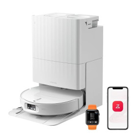 roborock Qrevo Edge 2 Aspirateur Robot Laveur, 25 000 Pa, 7,98cm Mince | Lavage des Serpillières à l'eau Chaude à 80°C, Évite 28