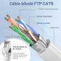 ikbc Cable Ethernet 40m, Cat 6 Cable RJ45 40m FTP Blindé Câble Réseau Blanc | Gigabit Cable Internet 40 Mètres Haut Débit, Anti-