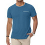 iClosam T-Shirt en Coton pour Homme, avec Poche Poitrine, Manches Courtes, Coupe Classique, col Rond, Style Business Casual