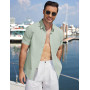 COOFANDY Chemise Homme Manches Courtes en Coton Décontractée d’Été pour Plage avec Pochette Poitrine