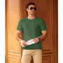 T-shirt d'été en soie glacée pour homme - Manches courtes - Maille fine - Respirant - Coupe ajustée - Col rond
