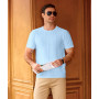 T-shirt d'été en soie glacée pour homme - Manches courtes - Maille fine - Respirant - Coupe ajustée - Col rond